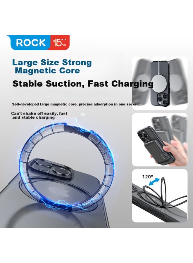 Rock Apple 16 Pro Phone Case Iphone 16 Pro Protective Cover Magsafe Magnetic Rotating Stand Anti-drop Full Cover Aluminum Alloy Semi-transparent Simple Men And Women Gray - Image 3