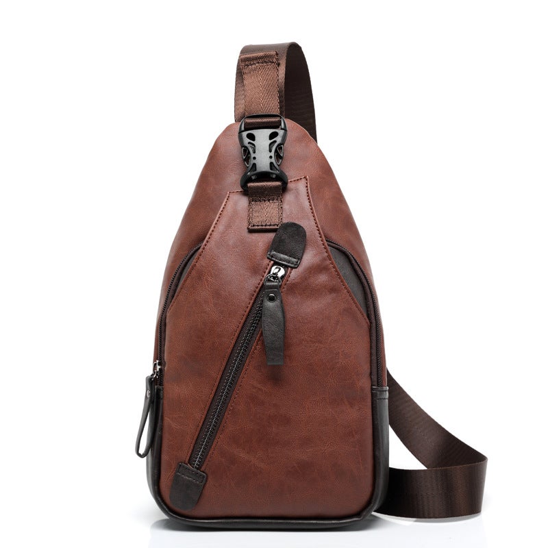 Men'S Chest Bag Korean Style Pu Leather Fashion Trendy Shoulder Bag Boys Crossbody Bag Hanging Bag Ins - Image 2