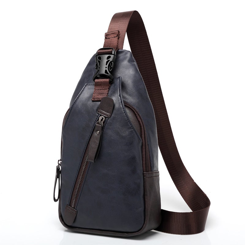 Men'S Chest Bag Korean Style Pu Leather Fashion Trendy Shoulder Bag Boys Crossbody Bag Hanging Bag Ins - Image 3