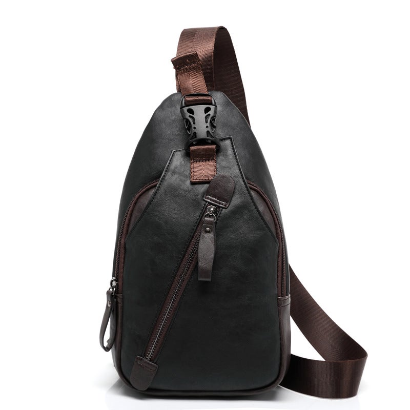 Men'S Chest Bag Korean Style Pu Leather Fashion Trendy Shoulder Bag Boys Crossbody Bag Hanging Bag Ins - Image 4