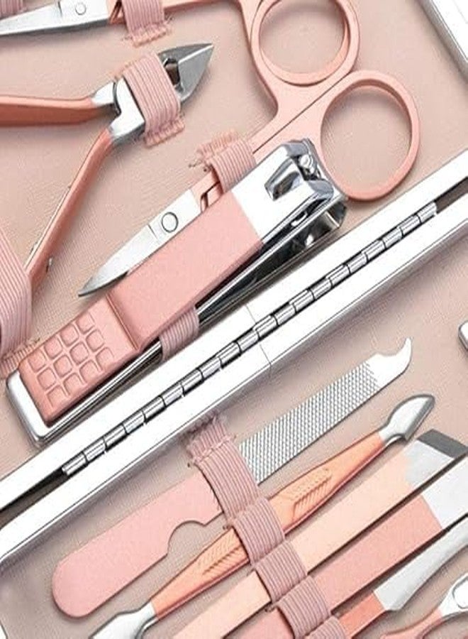 ZINZA 18 IN 1 Stainless Steel Professional Manicure & Pedicure Kit For Women Includes Scissors A Nail cutter, Acne Remover needle, Blackhead Tool With Leather Case - Image 5