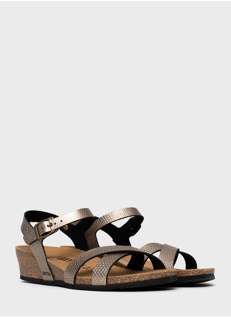 BAYTON Canberra Strappy Mid Heel Wedges
