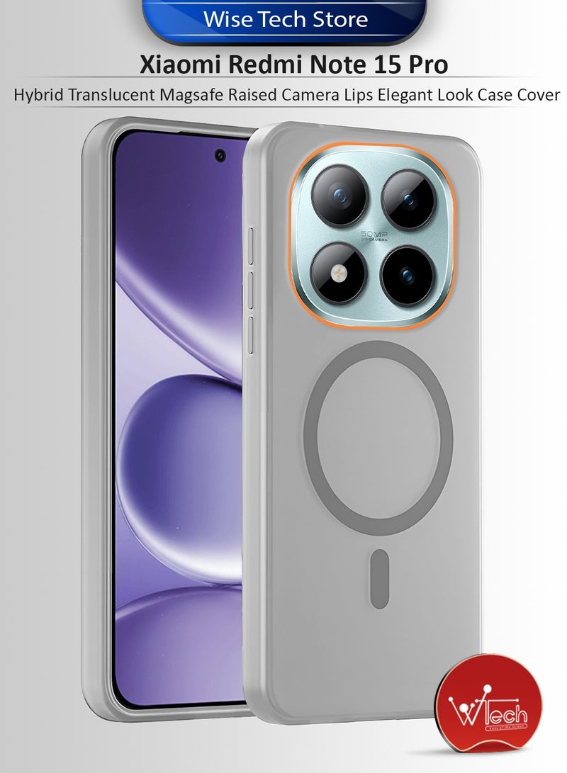 دبليو تيك غطاء حافظة شاومي ريدمي نوت 15 برو 5G 2025 شفاف هجيني مع ماجسيف وشحن مغناطيسي وحواف مرتفعة للكاميرا، تصميم أنيق (MCMPMN) - رمادي - Image 1