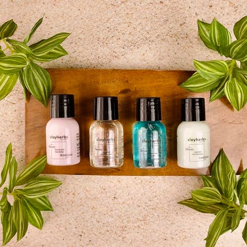 Clayherbs Pack Of (200) 20ML Hotel Toiletries Kit, Guest Amenities, Shower Gel, Shampoo, Hair Conditioner, Moisturiser Mini Travel Size Kit, Bulk Toiletry, Guest House Pack Of (200) - Image 1