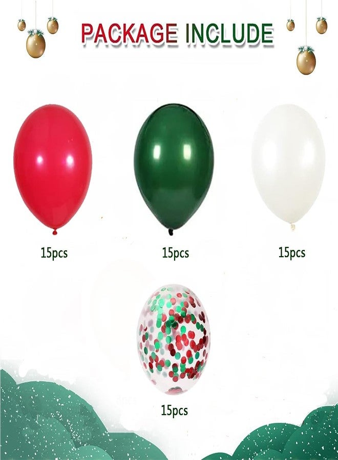 duile 60pcs Christmas Balloons Red Green White Balloons Red Green Confetti Balloons for Christmas Birthday Baby Shower Party Decorations - Image 3