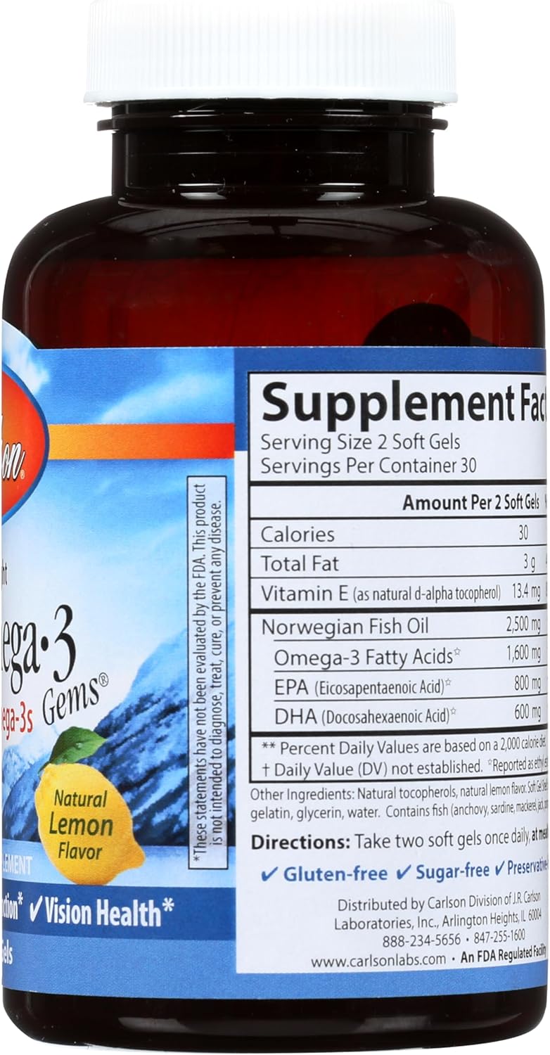 Carlson زيت السمك كارلسون لابز أوميغا 3 النخبة 1250 ملغ 60 كبسولة لينة - Image 5