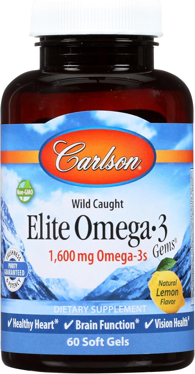 Carlson زيت السمك كارلسون لابز أوميغا 3 النخبة 1250 ملغ 60 كبسولة لينة - Image 1