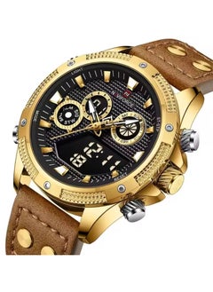 NAVIFORCE Leather Strap Dual Display Quartz Wrist Watch For Men NF9224 G/B/BN  - Image 2