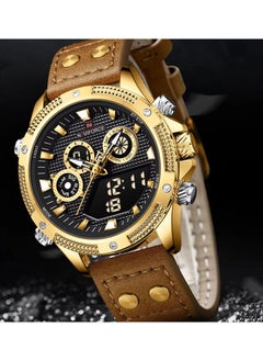 NAVIFORCE Leather Strap Dual Display Quartz Wrist Watch For Men NF9224 G/B/BN  - Image 4