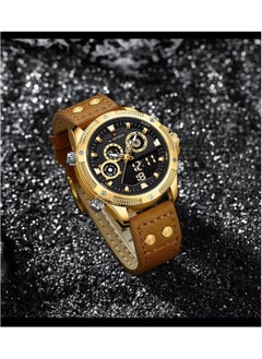 NAVIFORCE Leather Strap Dual Display Quartz Wrist Watch For Men NF9224 G/B/BN  - Image 5