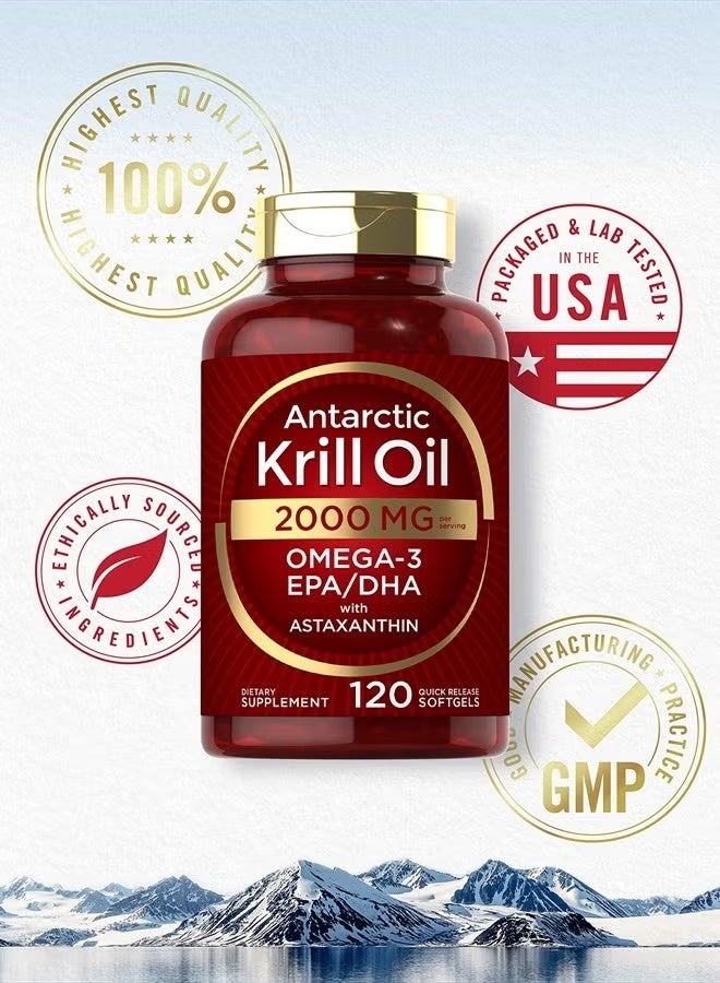 Carlyle Krill Oil 2000 mg Antarctic – Omega-3 EPA & DHA with Astaxanthin | Red Krill Oil Supplement for Heart & Wellness Support | 120 Softgels - Image 3