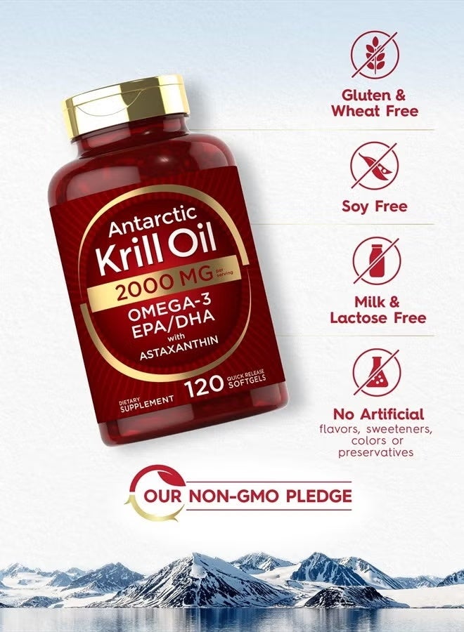 Carlyle Krill Oil 2000 mg Antarctic – Omega-3 EPA & DHA with Astaxanthin | Red Krill Oil Supplement for Heart & Wellness Support | 120 Softgels - Image 4