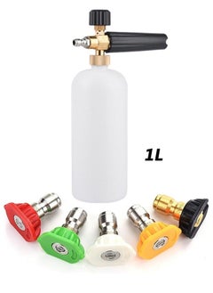 NIBEMINENT Foam Cannon with 1/4 Inch Quick Connector, 1 Liter, 5 Pressure Washer Nozzle Tips，High Car Wash Pot  - Image 1