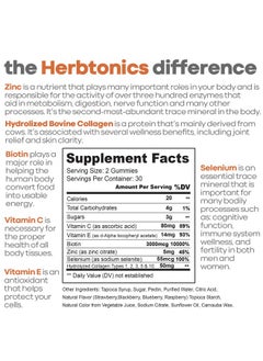 Herbtonics Multi Collagen Gummies Type 1235 & 10 With Biotin For Hair Growth Skin Nails; Supplement Formula For Anti Aging; Skin Care; Peptide With Vitamin C + Zinc For Women & Men (Tropical)  - Image 3