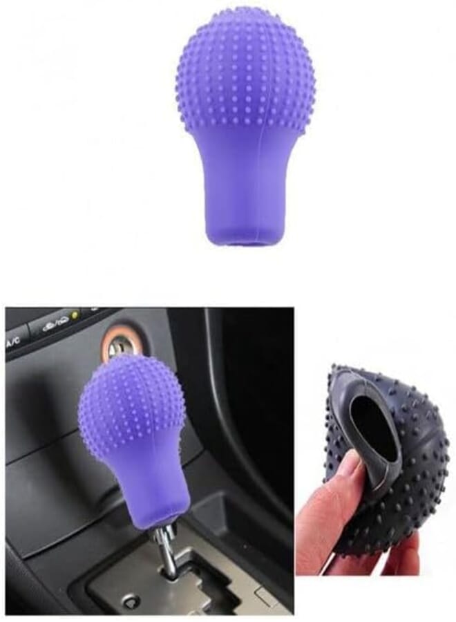 Car Gear Shift Knob Cover Universal Concave-Convex Flexible Silicone Anti-Slip (Round Gear Knob - Mauve) - KaberTrade