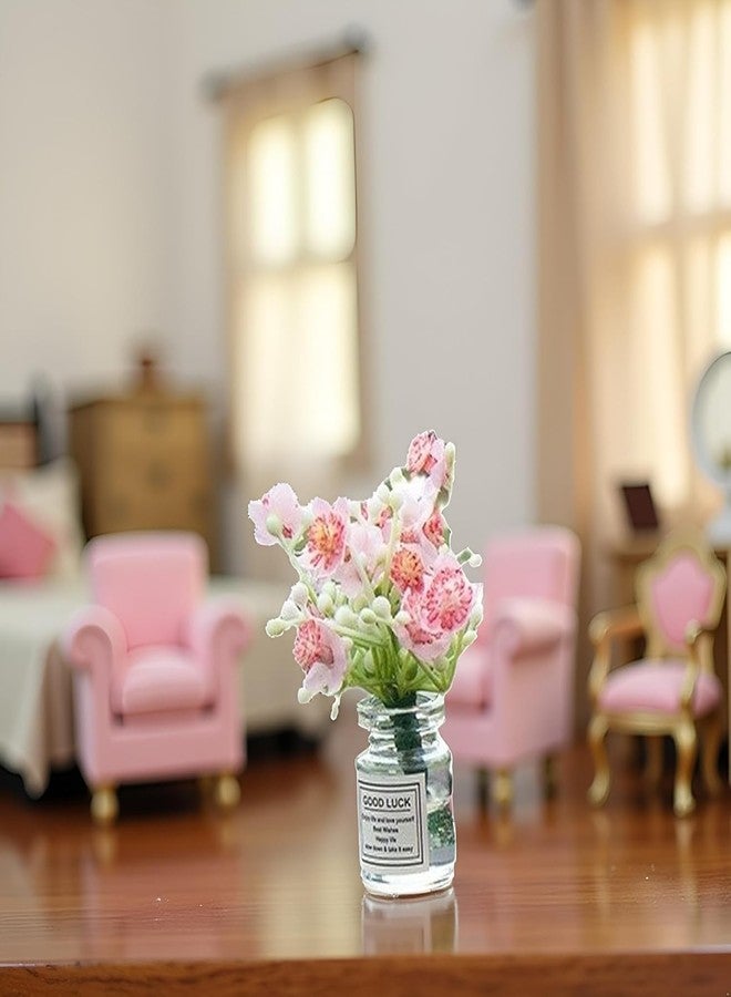 WaigN Miniature Flowers in Vase Set - 1:6 Scale Dollhouse Décor with Realistic Details, Tiny Floral Arrangements for Micro Landscape, Train Platform and Fairy Garden Accessories (Pink) - Image 5