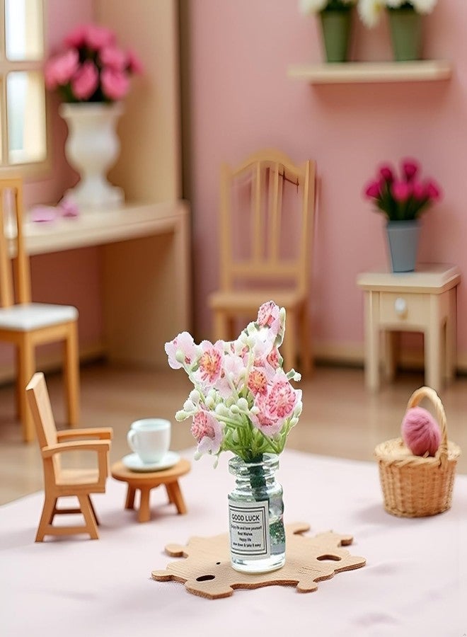 WaigN Miniature Flowers in Vase Set - 1:6 Scale Dollhouse Décor with Realistic Details, Tiny Floral Arrangements for Micro Landscape, Train Platform and Fairy Garden Accessories (Pink) - Image 4