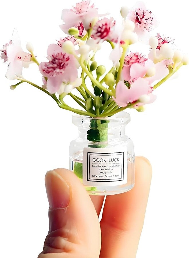 WaigN Miniature Flowers in Vase Set - 1:6 Scale Dollhouse Décor with Realistic Details, Tiny Floral Arrangements for Micro Landscape, Train Platform and Fairy Garden Accessories (Pink) - Image 1
