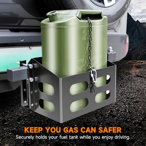 AUTDOUR Jerry Gas Cans Holder Rack 5 Gallon/20 Liter, Lockable Metal Steel Jerry Gasoline Cans Mount Brackets, Fuel Jug holder Rack, Water Container Holder Rack for Camping, Overlanding - Image 2