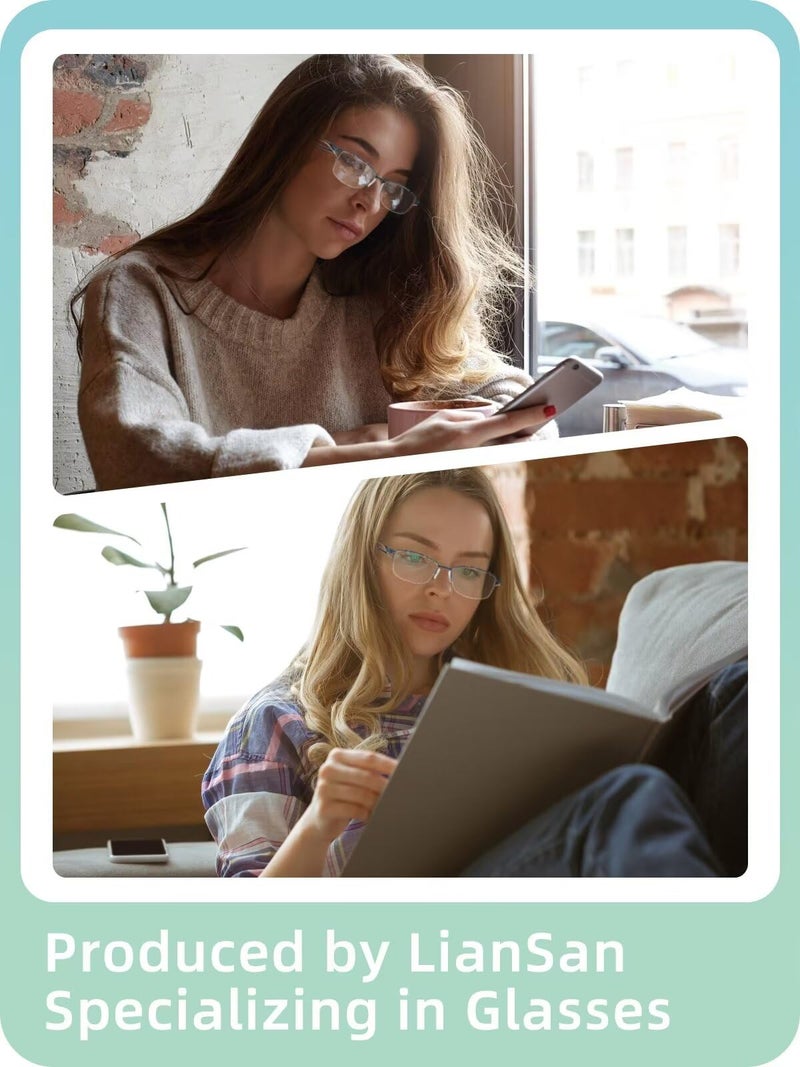 LianSan Metal Zero Top Progressive Multifocus Reading Glasses - for Women Half-Rim Blue Light Blocking Readers Clear Top Blue 2.50 - Image 2