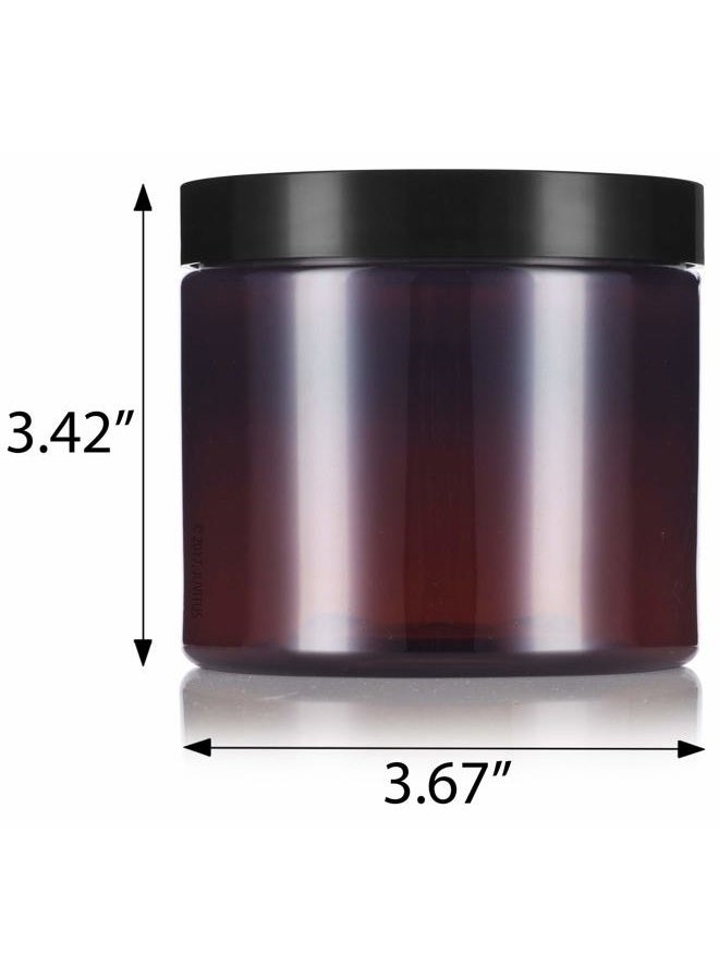 JUVITUS Amber Large 16 oz PET Plastic (BPA Free) Refillable Jar - (12 pack) + Labels - Image 2