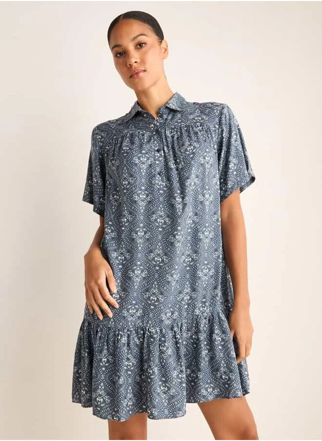 FAV Set of 2 - Assorted Night Dress with Collar and Short Sleeves