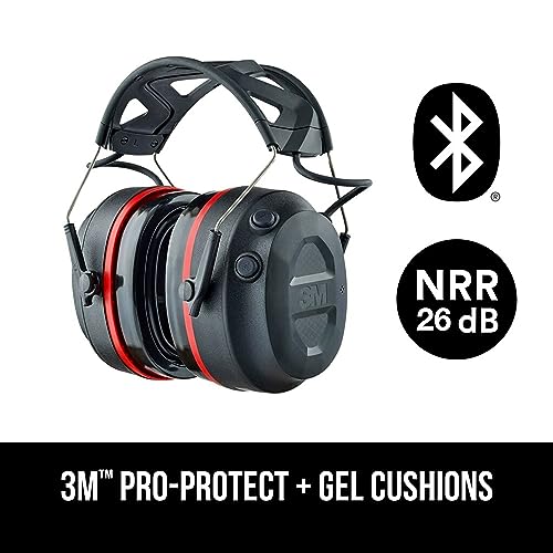 3M Pro-Protect + Gel Cushions Electronic Hearing Protector, Noise Reduction Rating (NRR) 26 dB, Bluetooth Ear Muffs, High-Fidelity Speakers & Integrated Microphone, Premium Gel Cushions (90545-SIOC) - Image 2