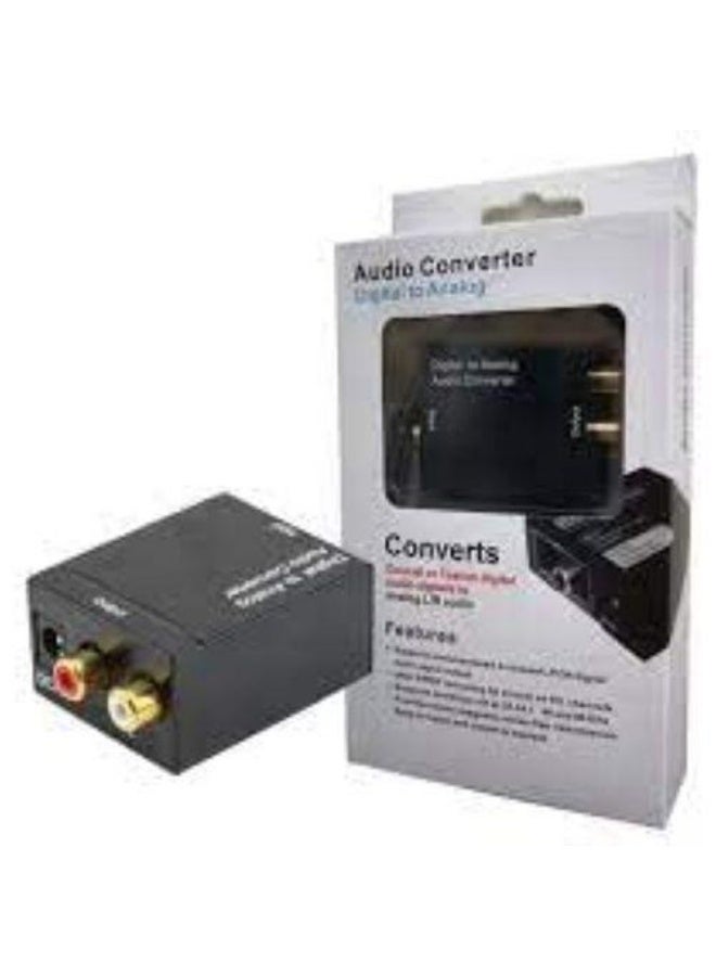Audio Converter Digital to Analog  Digital to Analog Audio Converter  Converts  Coaxial or Toslink digital audio signals to  Inp  analog L/R audio, Black - Image 1