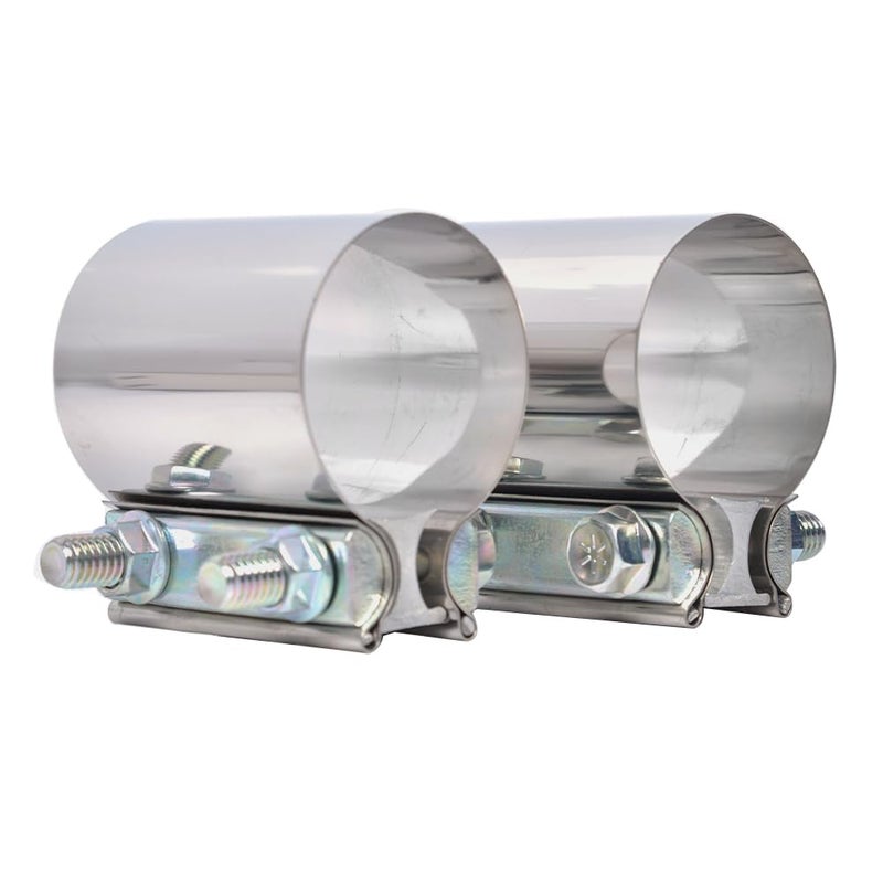 Elifecenter ID 25 Band Exhaust Clamps212 inch Exhaust Lap Joint Butt Clamps T304 Stainless Steel Band Clamp w108 High Grade Bolts2 Pieces - Image 2