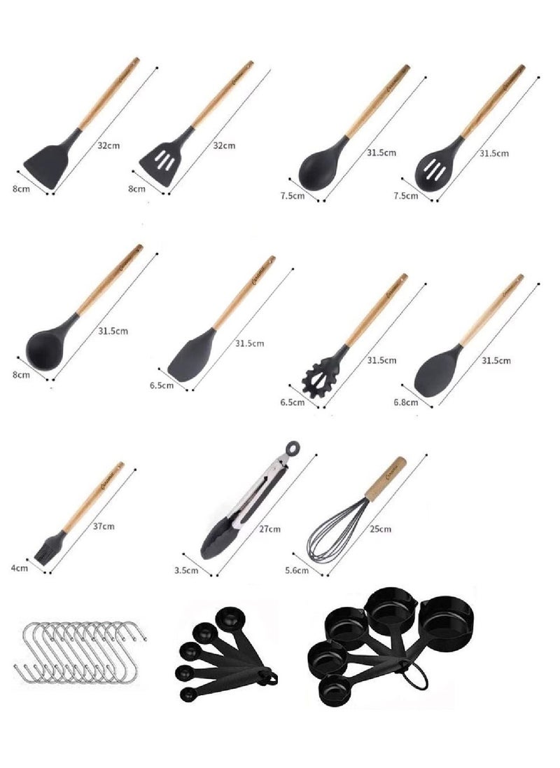 CERAMIC Kitchen Utensils Set of 33 Silicone Cooking Utensils with Holder  Non stick Cookware Friendly And Heat Resistant  - Image 3