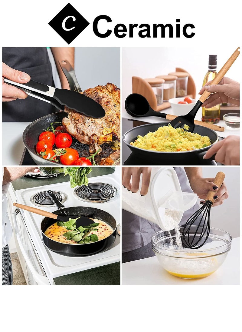 CERAMIC Kitchen Utensils Set of 33 Silicone Cooking Utensils with Holder  Non stick Cookware Friendly And Heat Resistant  - Image 5
