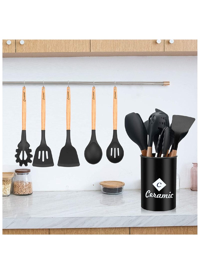 CERAMIC Kitchen Utensils Set of 33 Silicone Cooking Utensils with Holder  Non stick Cookware Friendly And Heat Resistant  - Image 4