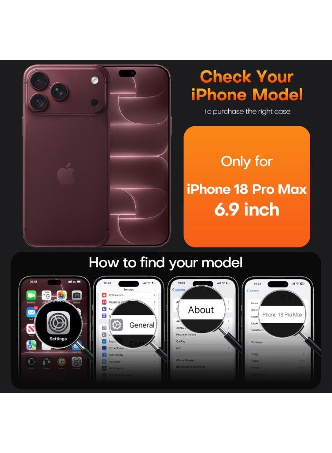 بورتوني جراب شفاف لهاتف iPhone 18 Pro Max مع واقٍ للشاشة من الزجاج المقسى (عدد 2) للحفاظ على الخصوصية، متوافق مع تقنية MagSafe؛ يتميز بأنه مقاوم للاصفرار والخدش والصدمات، ومصمم خصيصاً لهاتف iPhone 18 Pro Max (مقاس 6.9 بوصة). - Image 2