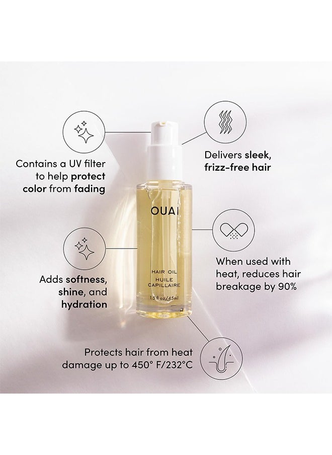 Ouai - Hair Oil, Hair Heat Protectant Oil for Frizz Control, Adds Hair Shine and Smooths Split Ends, Color Safe Formula, Paraben, Phthalate and Sulfate Free (1.5 fl oz / 45 ml) - Image 1