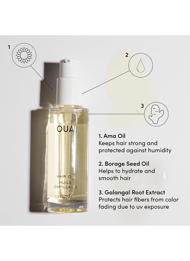 Ouai - Hair Oil, Hair Heat Protectant Oil for Frizz Control, Adds Hair Shine and Smooths Split Ends, Color Safe Formula, Paraben, Phthalate and Sulfate Free (1.5 fl oz / 45 ml) - Image 1