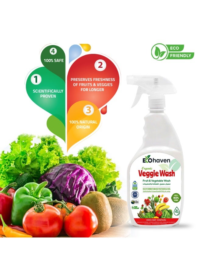 Ecohaven Organic Fruit and Vegetable Wash - 750ml, Natural Produce Cleaner, Non-Toxic, Eco-Friendly, Biodegradable, Plant-Based, Removes Pesticides, Preserves Freshness, Safe for All Fruits and Vegetables - Image 2