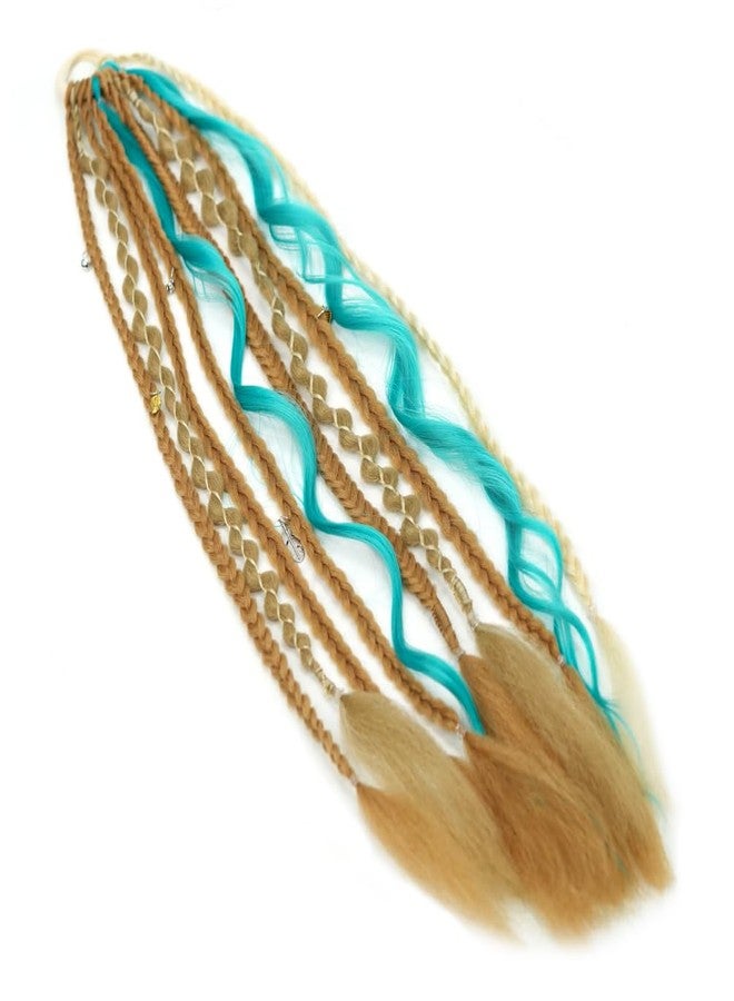 rosmile 22 Inch Elastic Dread Ponytail Extension Dreadlock Ponytail Extension Synthetic Braided Ponytails Hairpiece Boho Ponytail Dreads for Daily Party Festival（Light Green） - Image 2