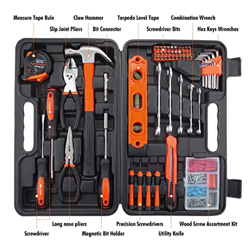 CARTMAN 152Piece Basic Household Hand Tool Setwith Toolbox Storage Case All Purpose Home Tool Kit Includes Essential Tools for Office College Repairs Orange - Image 3