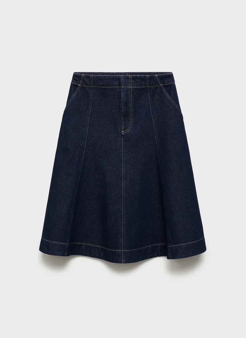 مانجو Flared Denim Skirt