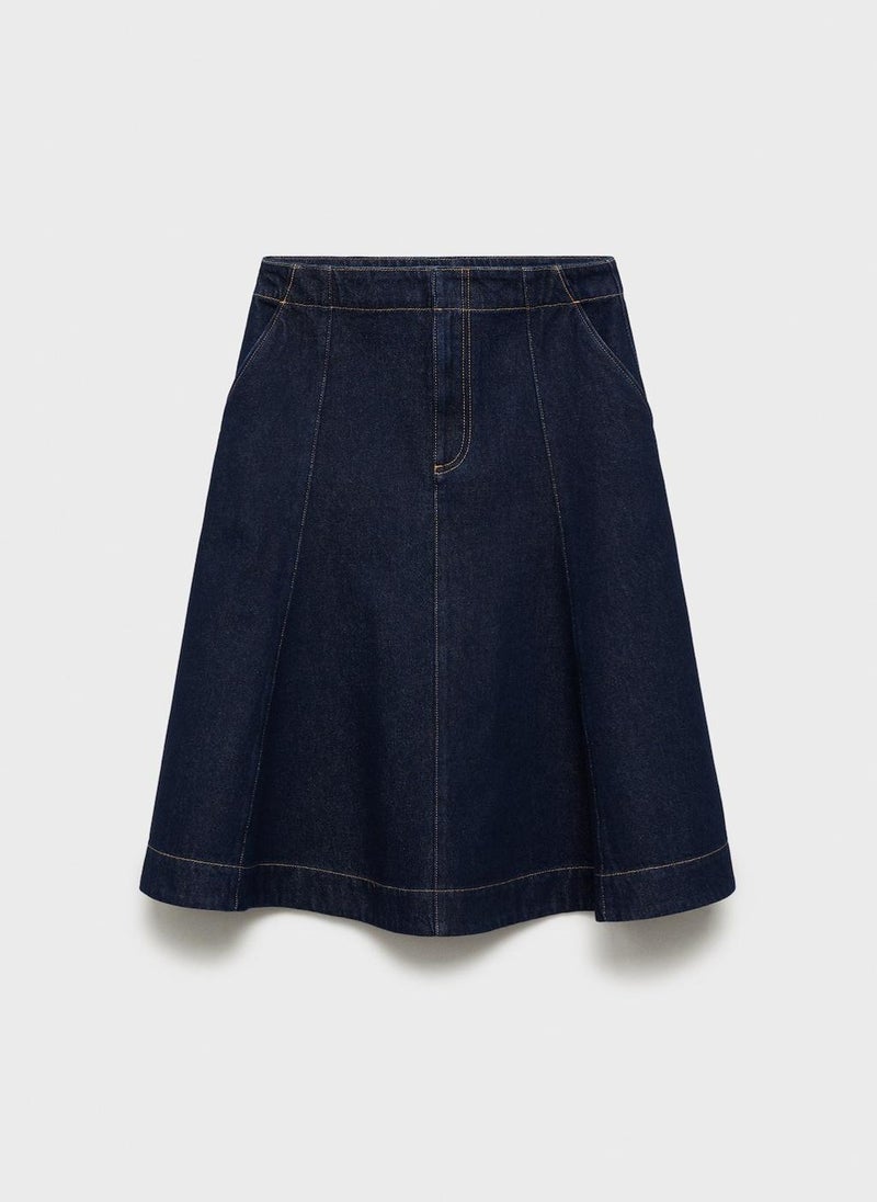 MANGO Flared Denim Skirt  - Image 1