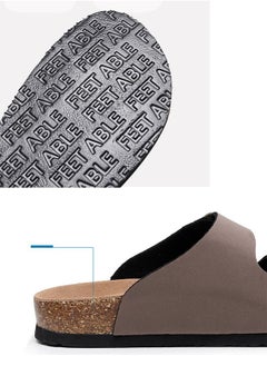 NIBEMINENT Cork Slippers for Men and Women with Double Row Belt Buckle Sandals, Beach Shoes, Haken Shoes Black  - Image 2