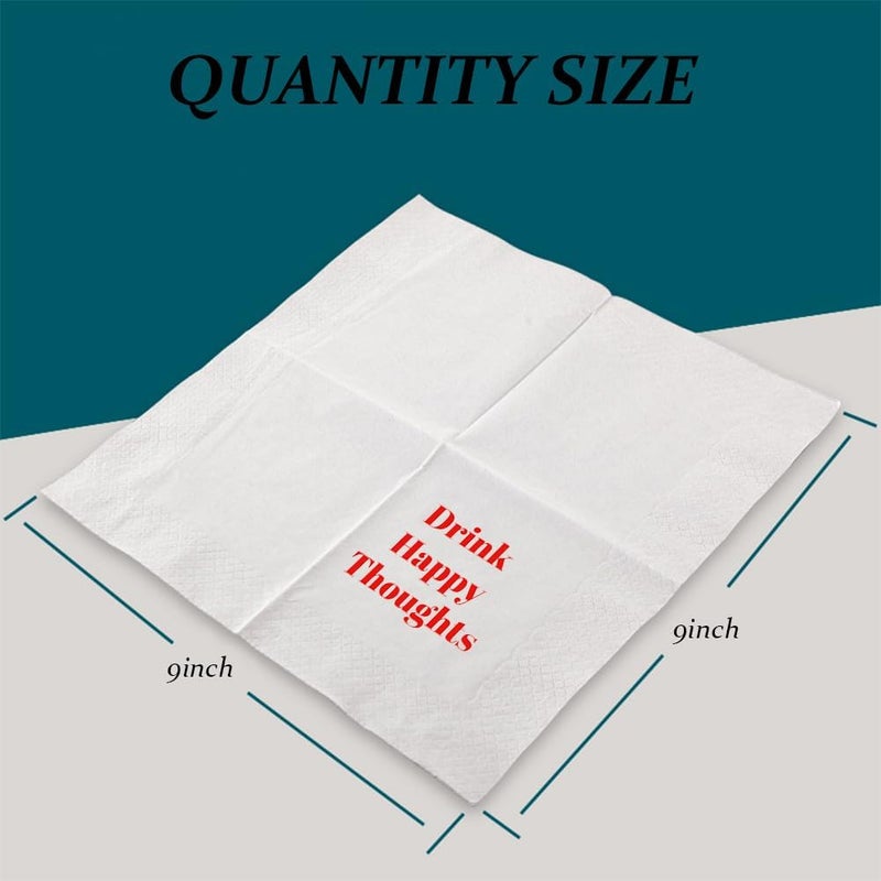 VOWFOO Funny Cocktail Napkins 100Pcs Funny Quotes Saying Disposable Paper Party Napkins 4.5 x 4.5 Two-ply (Drink Happy Thoughts Napkins) - Image 4