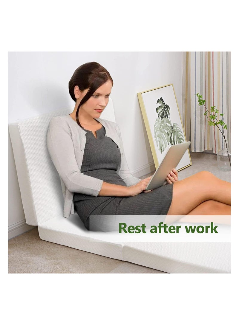 Comfy Folding White Cotton Knitted Fabric Mattress 180x 90x 7Cm - Image 1