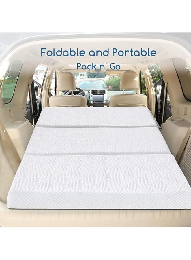 Comfy Folding White Cotton Knitted Fabric Mattress 180x 90x 7Cm - Image 4