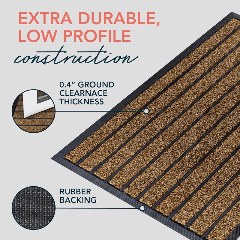 ubdyo Extra Durable Door Mat - Dirt Trapping Outdoor Welcome Mats - Non-Slip Outdoor Indoor Entrance - Low Profile Front Doormat (36" x 24", Bright Brown) - Image 4