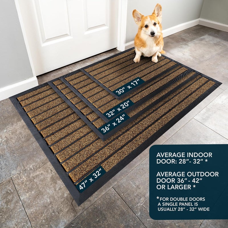ubdyo Extra Durable Door Mat - Dirt Trapping Outdoor Welcome Mats - Non-Slip Outdoor Indoor Entrance - Low Profile Front Doormat (36" x 24", Bright Brown) - Image 3