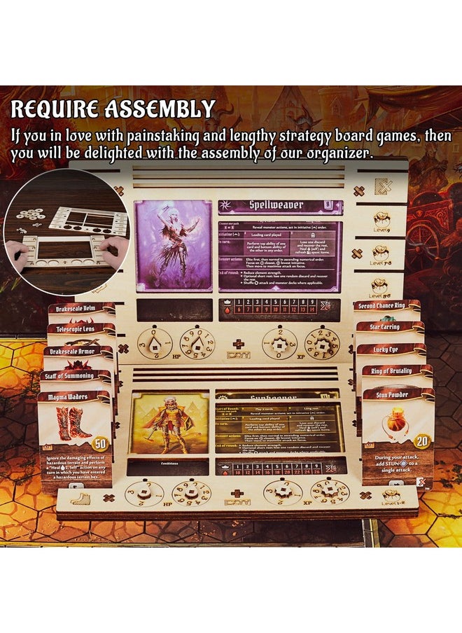 CZYY - CZYY Gloomhaven/Frosthaven Player Character Dashboard with HP & XP Dial Trackers Set of 2 Birch Plywood Hero Organizer for Saving Your Table Space - Image 1