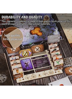 CZYY CZYY Gloomhaven/Frosthaven Player Character Dashboard with HP & XP Dial Trackers Set of 2 Birch Plywood Hero Organizer for Saving Your Table Space  - Image 4