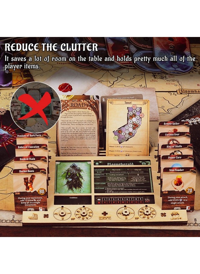 CZYY - CZYY Gloomhaven/Frosthaven Player Character Dashboard with HP & XP Dial Trackers Set of 2 Birch Plywood Hero Organizer for Saving Your Table Space - Image 1