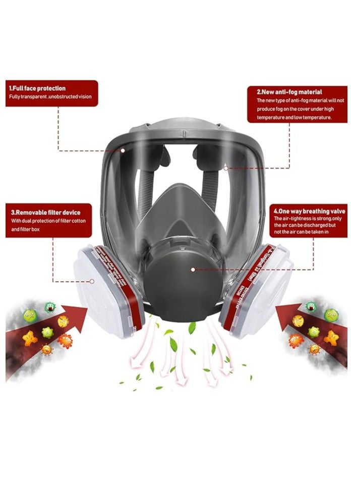 Full Facepiece Reusable Respirator Mask - Organic Gas Dust Chemical Respirator with Extra Filter for Painting, Woodworking, Spray Painting, Machine Polishing, Welding, Epoxy and Other Work Protection  - Image 4